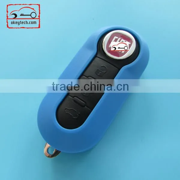 3 button shell key Fiat 500 cover remote key cover Deep blue SIP22 blade for fiat 500 key
