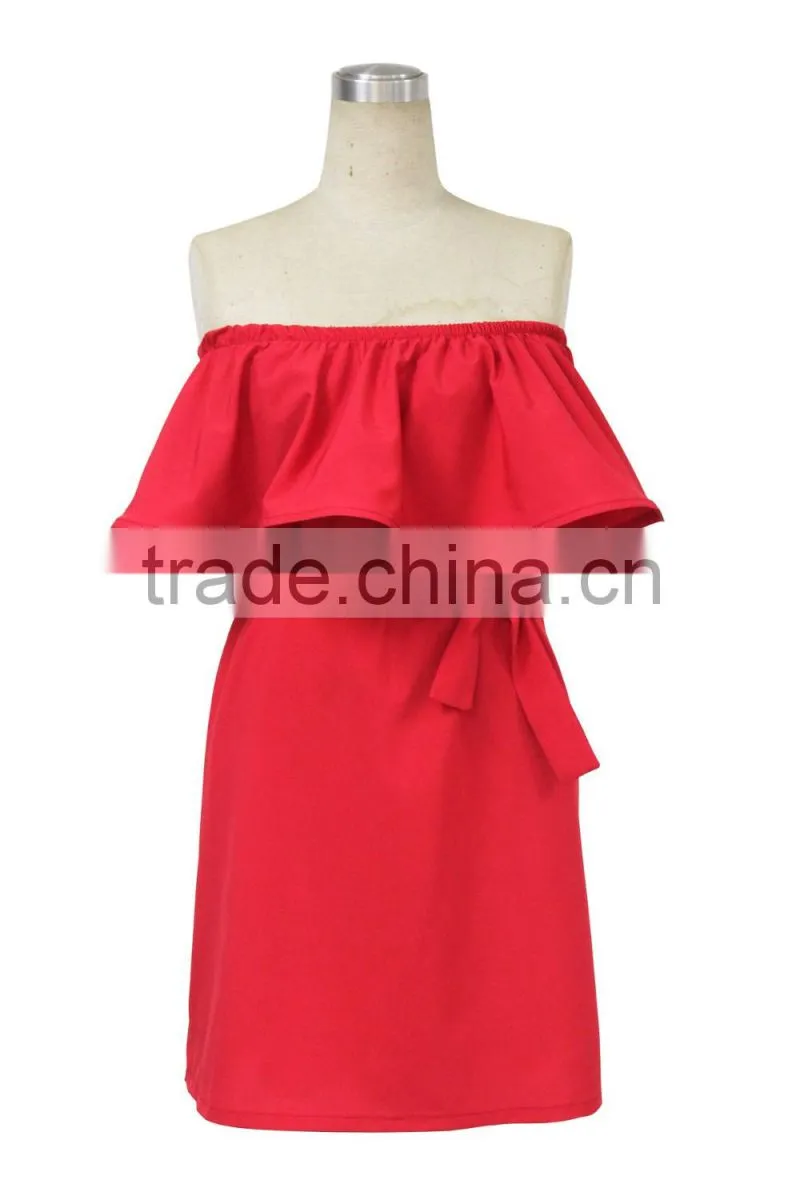 Best Selling Green off shoulder dress 2016 woman fashion dresses good quality made in China