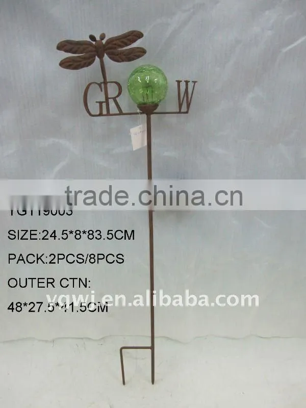 metal antique dragonfly solar stake for garden decoration