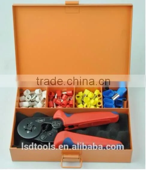 LSD good quilty LSC8-6-4TH ferrule crimper set with cable-end ferrules crimping tool and several terminals combinedin iron box