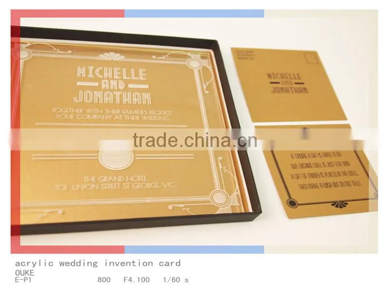 royal romantic lovely acrylic wedding Invitation card made in china