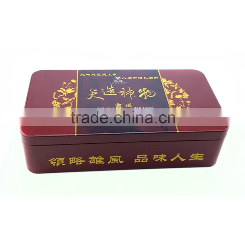 Luxurious rectangle metal wine tin box
