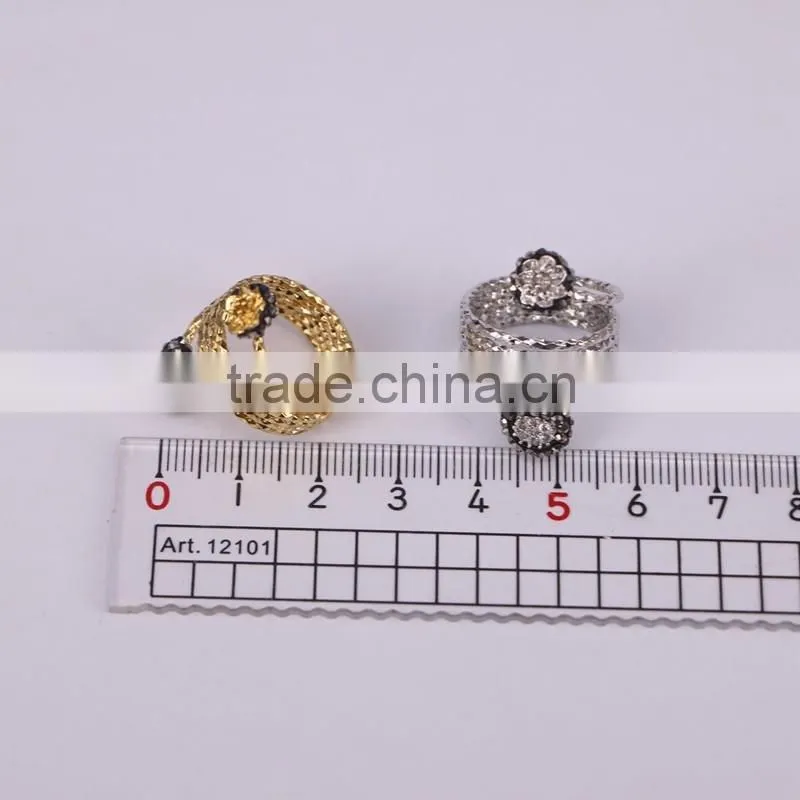 Fashion Flower Design Fashion Druzy Ring, Gold Plated Metal Ring, Pave Setting Crystal Jewelry Finger Gem Natural Stone Ring