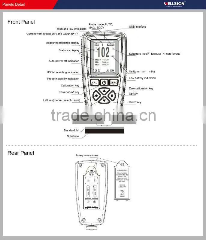 EC-770F,0~1300um; 0 to 51.2mils coating thickness gauge