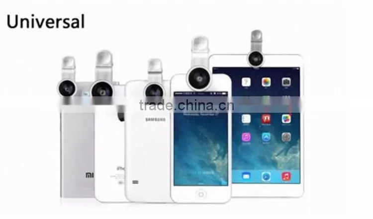 Universal Clip Detachable 3 in 1 Fish Eye Lens Wide Angle Macro Optical Lens Cell Phone Camera Lens