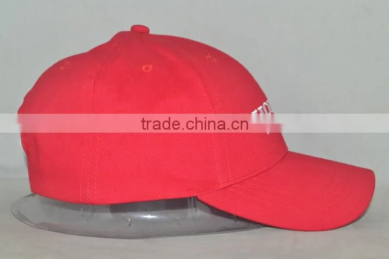 Guangzhou hat factory professional custom 100% cotton white/red promotional baseball cap
