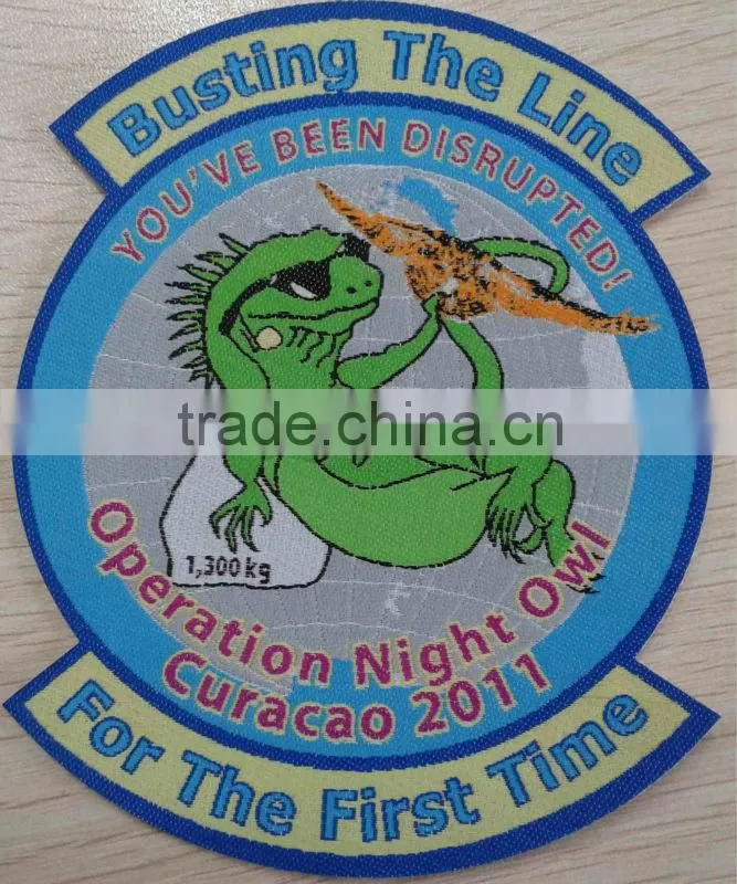 high quality cloth woven patch/badge with laser border