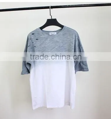 China Women clothing Supplier Fashion Tie dying Ladies Slub cotton t shirts customized