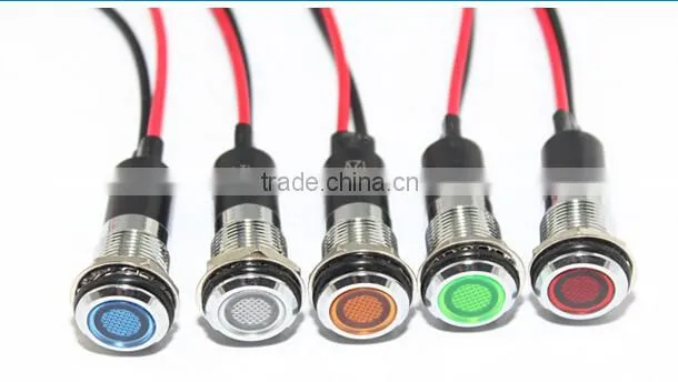 12mm flat head 220V red color led railway signal lamps high quality led light button