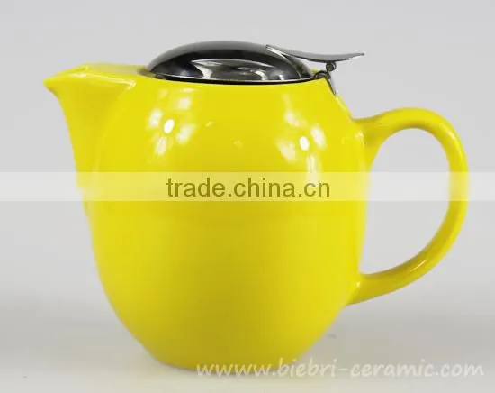 Antique Mini Color Glazed Decals Logos Printable Stoneware Teapot With Stainless Steel Lids And Infuser