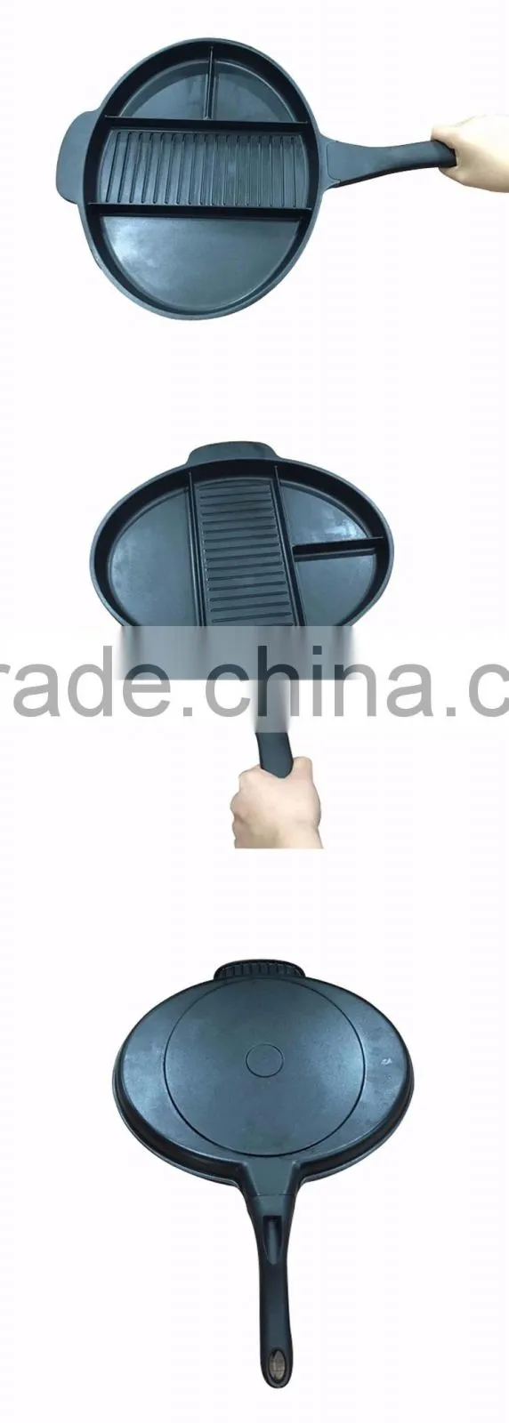 4 Section Round Egg Skillet Divided Master Aluminium Fry Cooking Grill Non Stick Pan