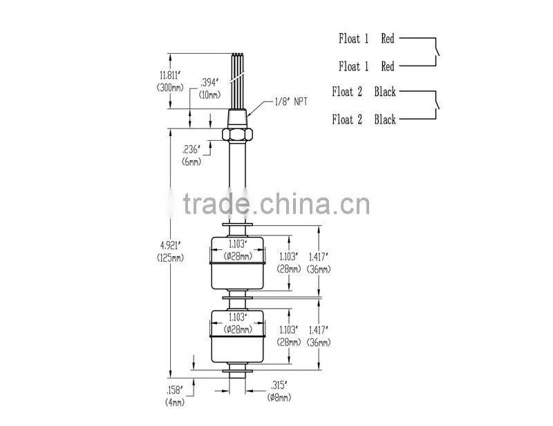 MR10125-2S stainless steel electronic water float switch sensor indicator