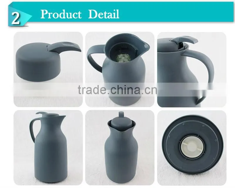 Glass inner plastic outer body tea flask ,vacuum sport jug(JGDU)