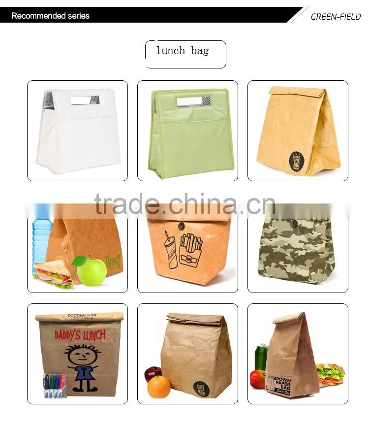 Fashion brown paper tyvek tote women bags handbag custom printed