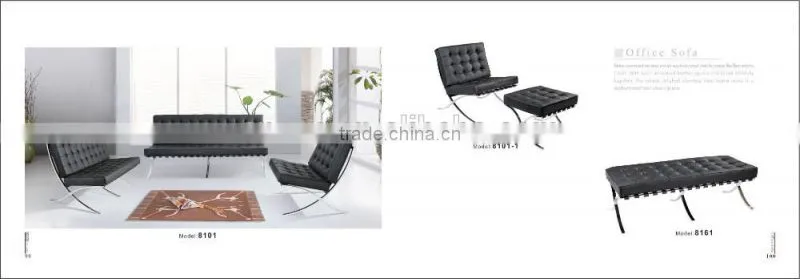 Leather barcelona chair with ottoman