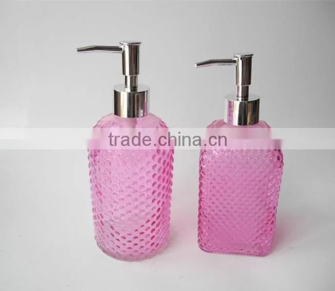 480ml cambered sanitizer bathroom use packaging glass bottle with pump lid