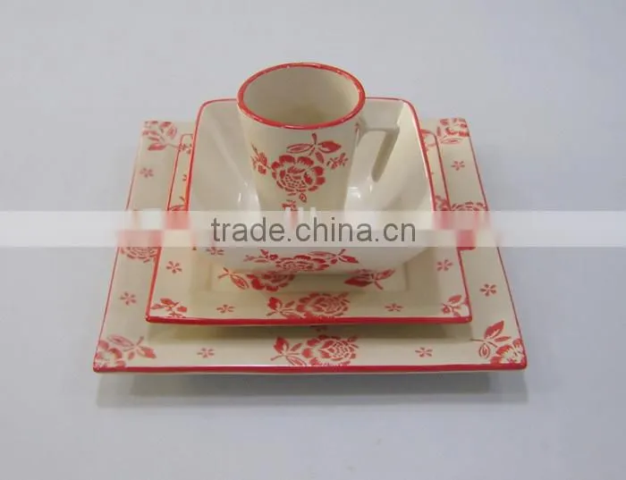 white color with decal square Ceramic dinnerware