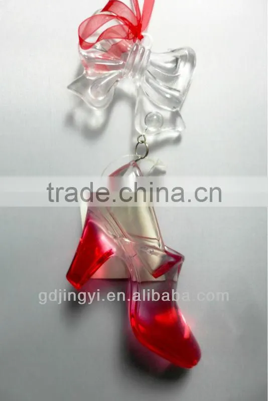 Acrylic transparency and red crystal shoe deoration for Valentine's Day