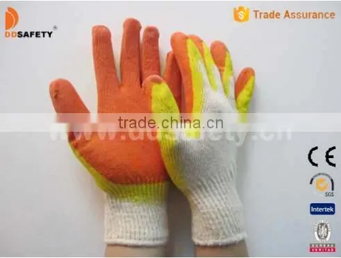 DDSAFETY 10 Gauge Beige T/C Shell Red Mixed Yellow Latex Coated Work Gloves