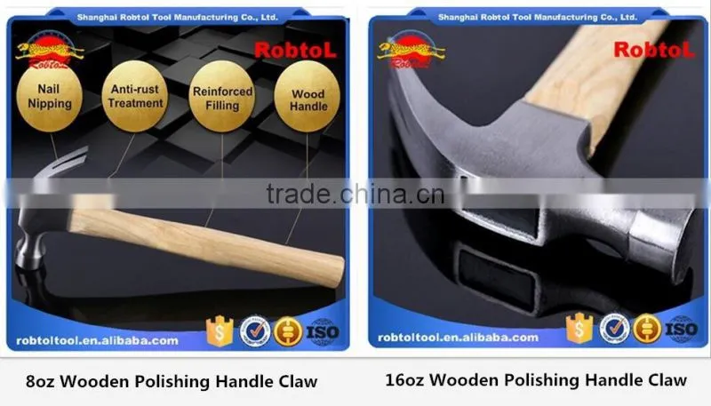 20oz claw hammer wood handle shaft fibreglass magnetic steel head curved nail removal