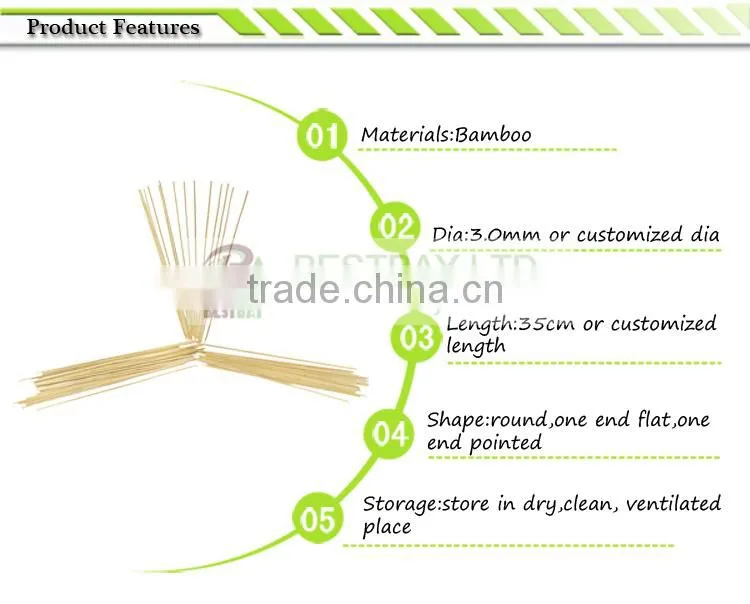 kabob skewer bamboo barbecue skewer dia3.0mm bamboo skewer 100pcs per bag