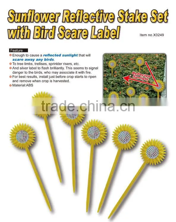 Sunflower Reflective Stake Set with Bird Scare Label