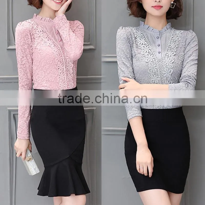Hot selling new design sleeveless lace top T-shirt oem service china+supplier+clothing