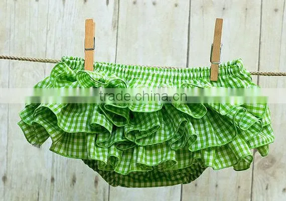 New Design Kids Boutique Clothing Baby Cotton Diaper Cover Bloomers Baby Girl Soft Gingham Underwear Ruffle Shorts