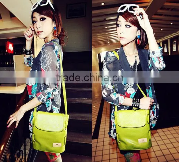 Women Candy Color Handbag Leather Cross Body Shoulder Bag Bucket Bag SV000837#