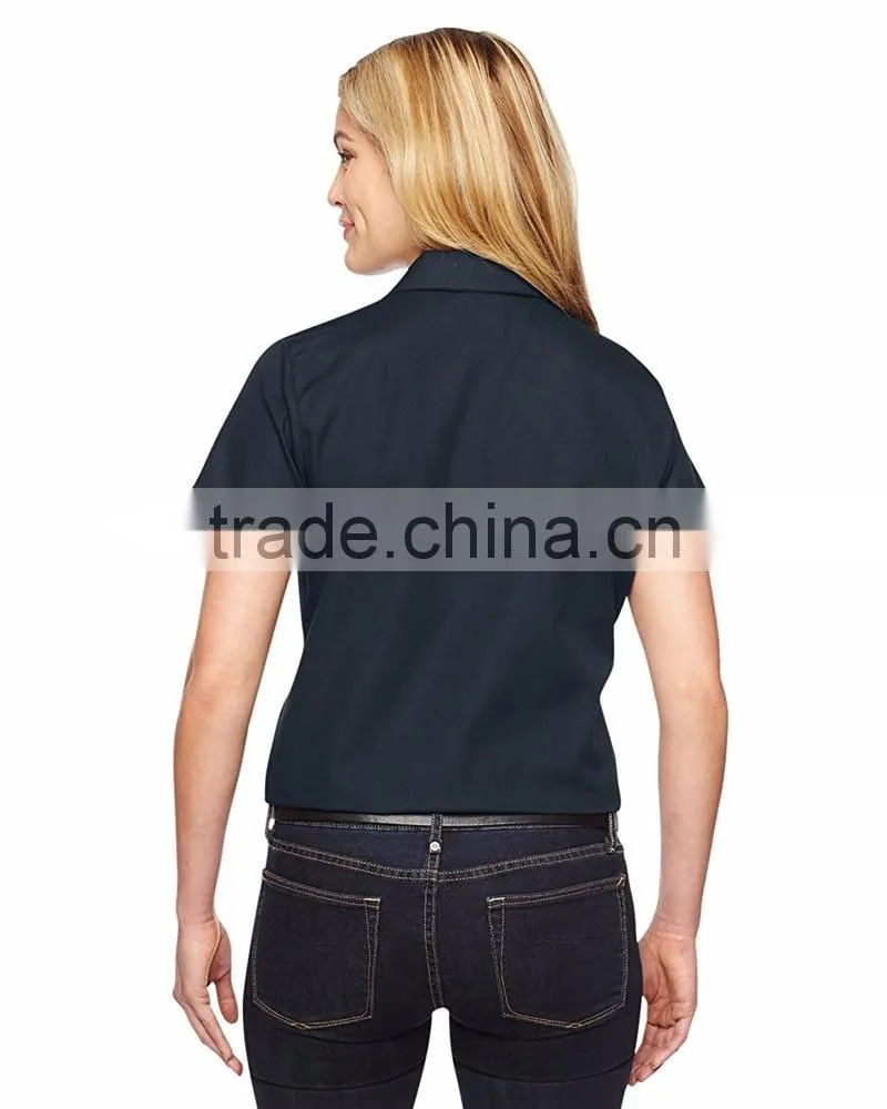 women office working clothes short sleeve polo shirt ladies work uniform style made in china