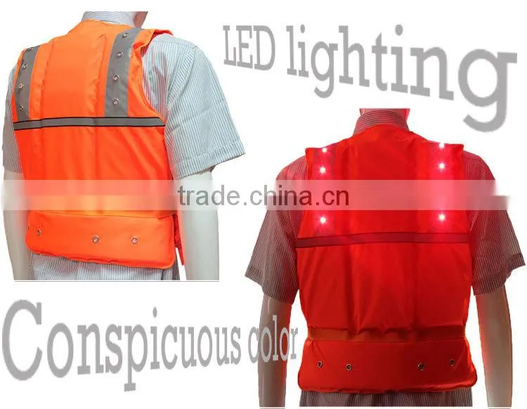 LED flashing orange pool boating swimming surfing adult life vest