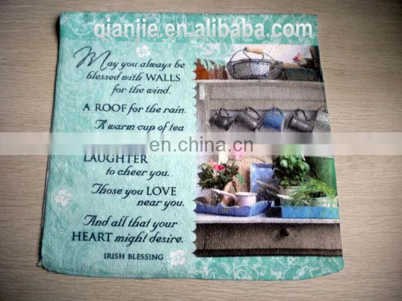 2014 new Beautiful soft microfiber printed tea towel