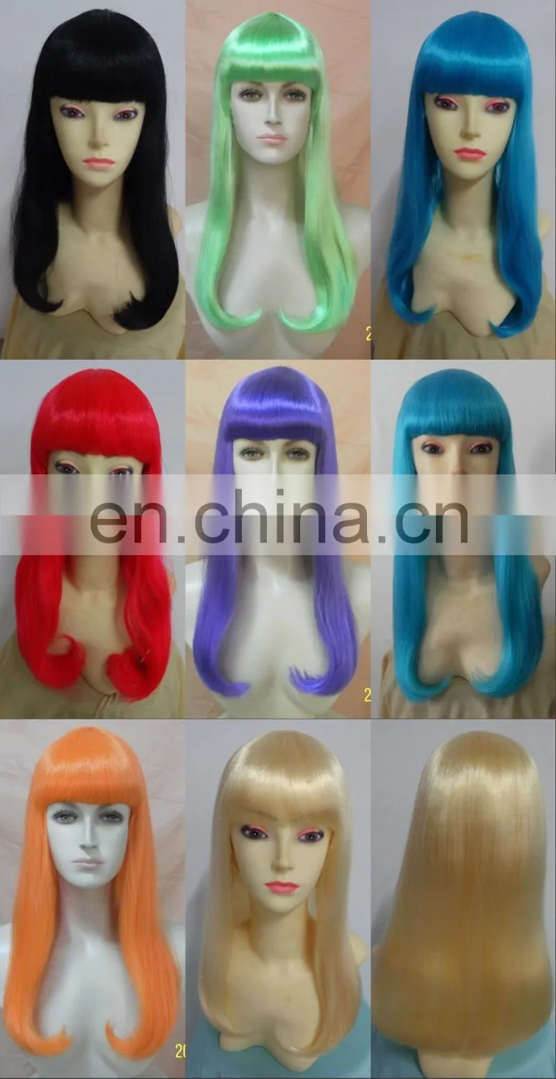 fashion women party synthetic fibre blonde straight long hair wig for woman