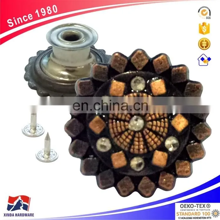 Chinese manufacturers couture sewing jeans coat/metal diamond button