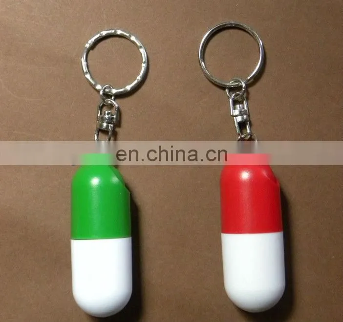 Portable Capsule Style Medicine Bottle Pill Box Keychain