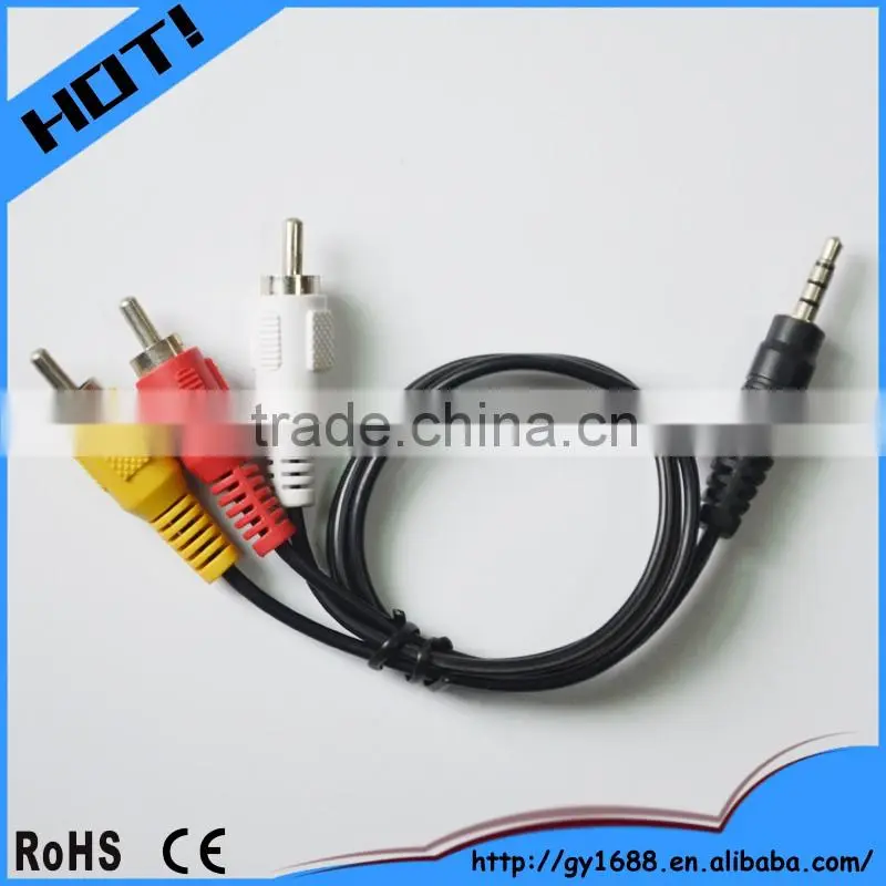 3.5mm stereo aux cable with double braid shield car audio cable 1m