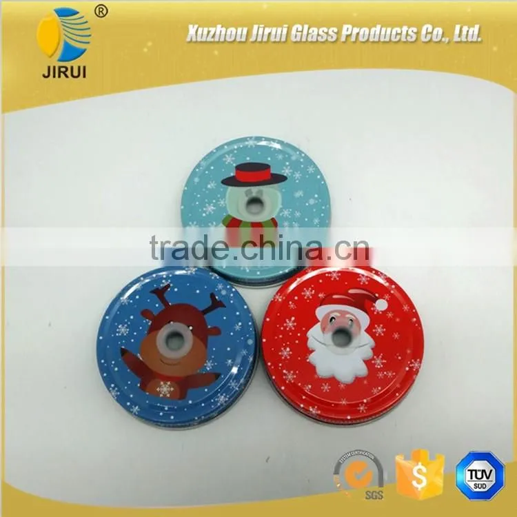 Christmas Appearance Metal Cap For Mason Jar