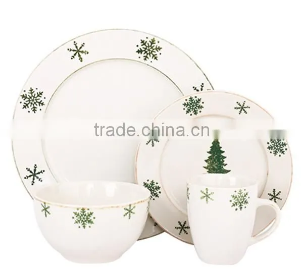 2015 hot sale ceramic colorful stoneware christmas dinnerware setchristmas fine porcelain 16pcs chinaware