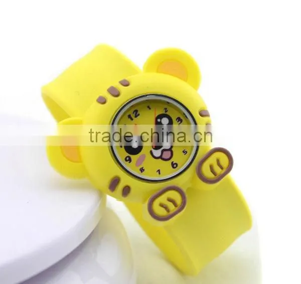 cute tiger slap watch glass face quartz movt silicone strap for child slap cartoons watch
