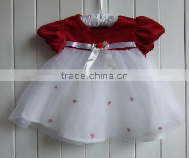2015 Cute Baby Girl Summer Dress Infant Girls Broken Flower With Pearls Necklace