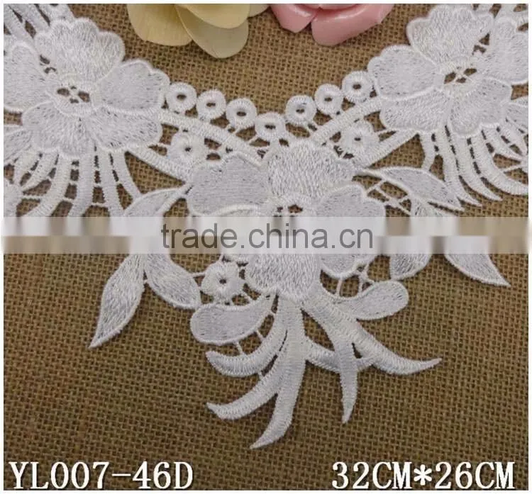 Factory Cheap 32cm*26cm Water Suloble Floral Nylon Big Flower Embroidery DIY Lace Collar Neck Fabric