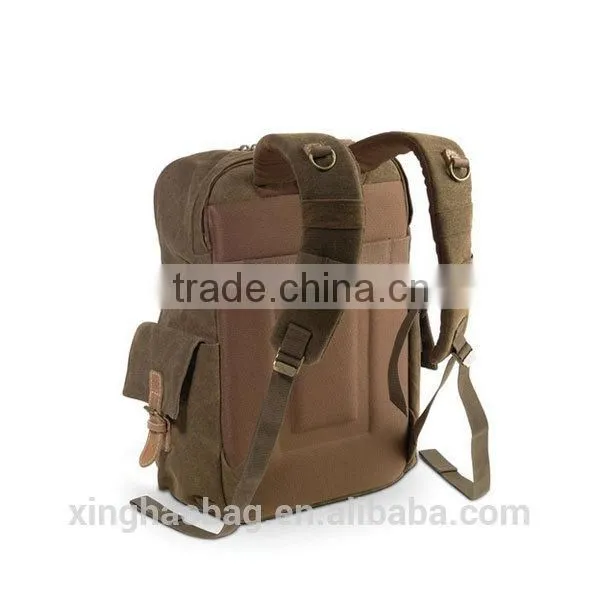 2014 brown canvas camera backpack for men camera laptop backpack