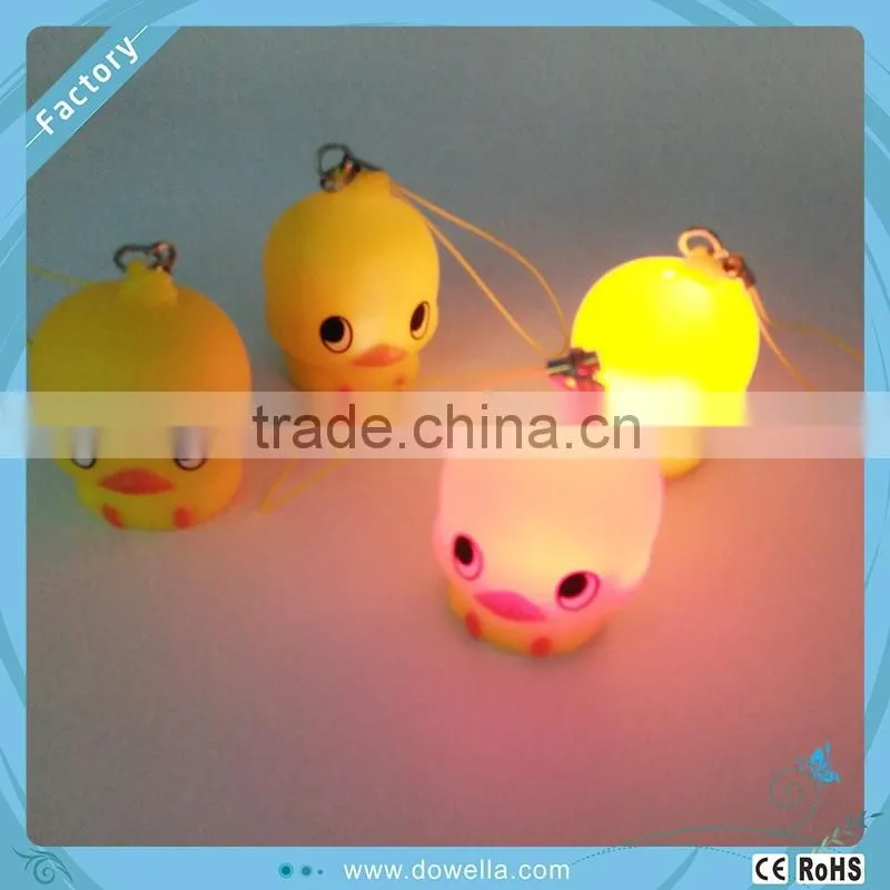 Custom light up yellow duck toy manufacturer key chain