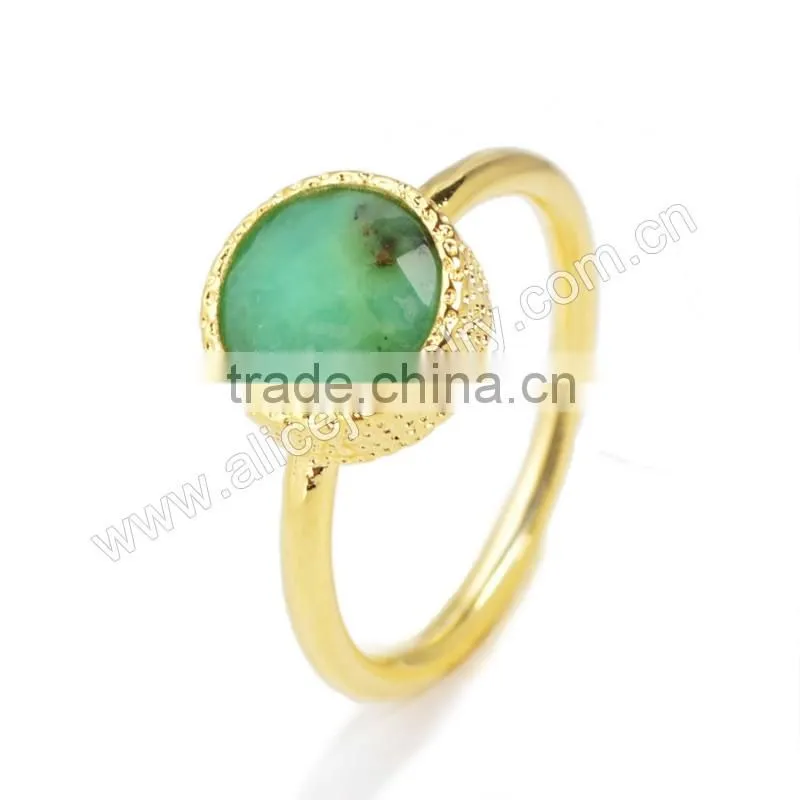 Gold green chrysoprase stacking ring