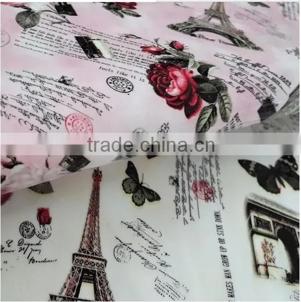 Eiffel Tower action leather PVC leather faux leather fabric with printed pattern