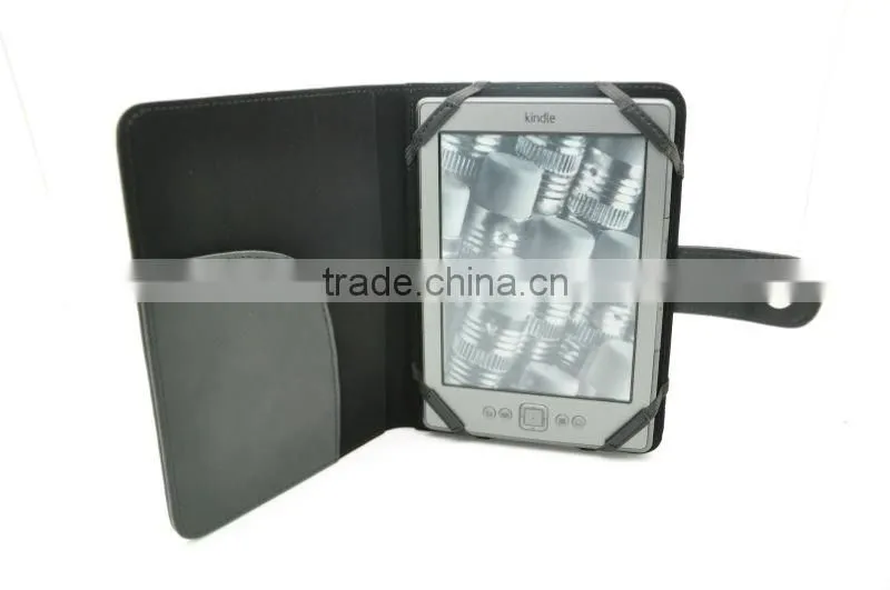 2014 High quality Black Leather Case Cover For Amazon Kindle 4 4th 6 inch E-ink,Folio case, Tablet Leather case