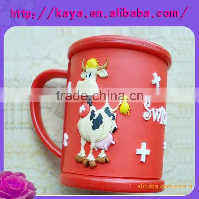 DIY PVC mug cup, soft pvc mug, 3d embossed logo cup