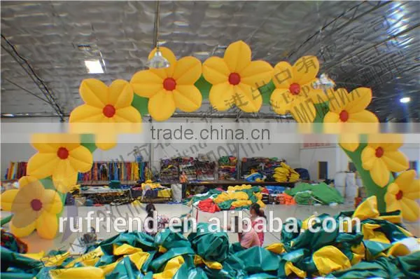 Yellow Wedding Inflatable Arch wholesale flower festival opening ceremony
