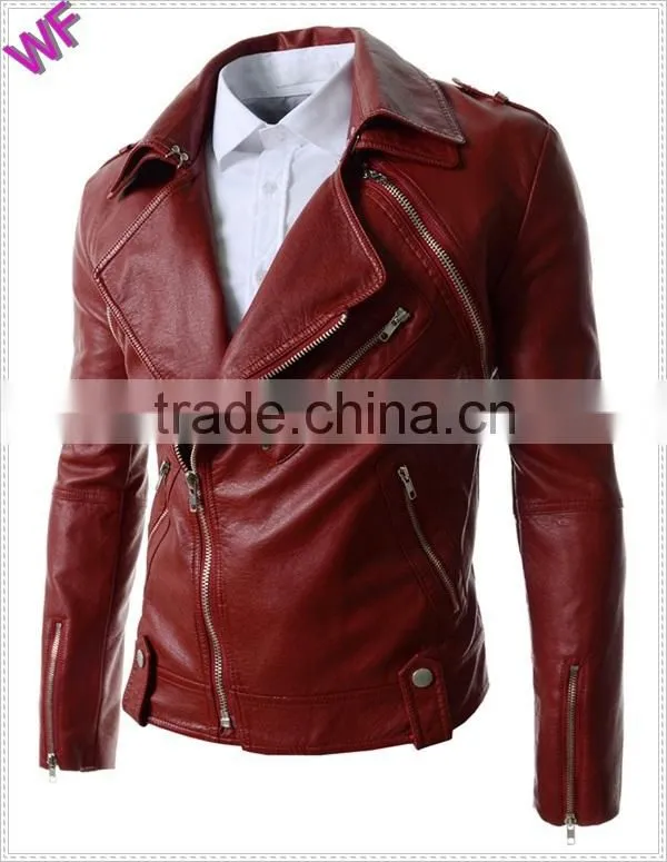 Custom Hight Quality European Mens Fashion Leather Waterproof Jacket Motorcycle Jacket