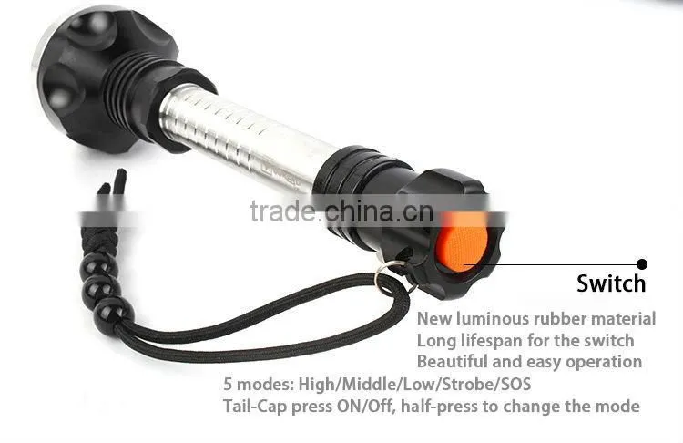 GOREAD Y20 High bright rechargeable stainless steel XML-T6 5 mode 10W led flashlight torch
